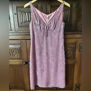 Vintage Laundry Shelli Segal mauve dress gray velvet design Neiman Marcus